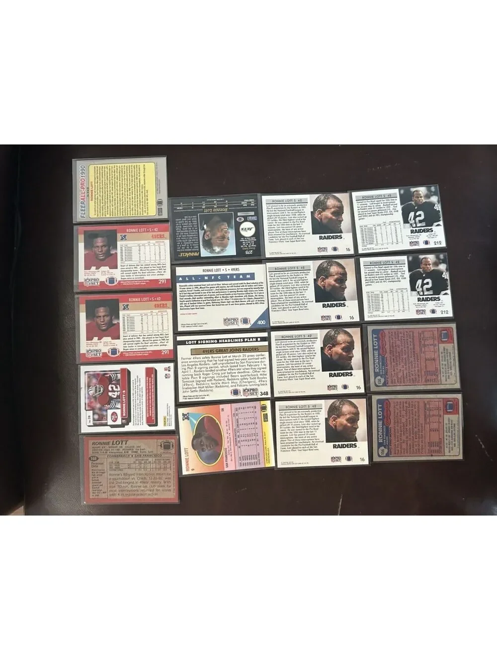 HOF 49ERS CORNER BACK/SAFETY RONNIE LOT VINTAGE COLLECTION 17 CARD LOT NM